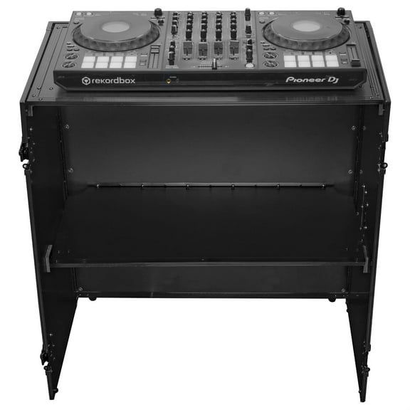 33" Wide x 36" Tall Black Two-Tier DJ Fold-out Stand