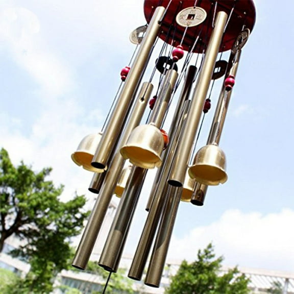 33" Wind Chimes Large Tone Resonant Bell 10 Tubes 5 Bells Chapel Garden Outdoor Indoor Decor with Hook