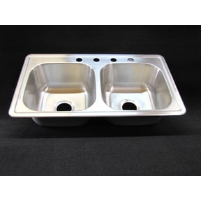 33" x 19" x 8" (extra deep)Double Bowl Kitchen Sink Stainless. Mobile Home RV.