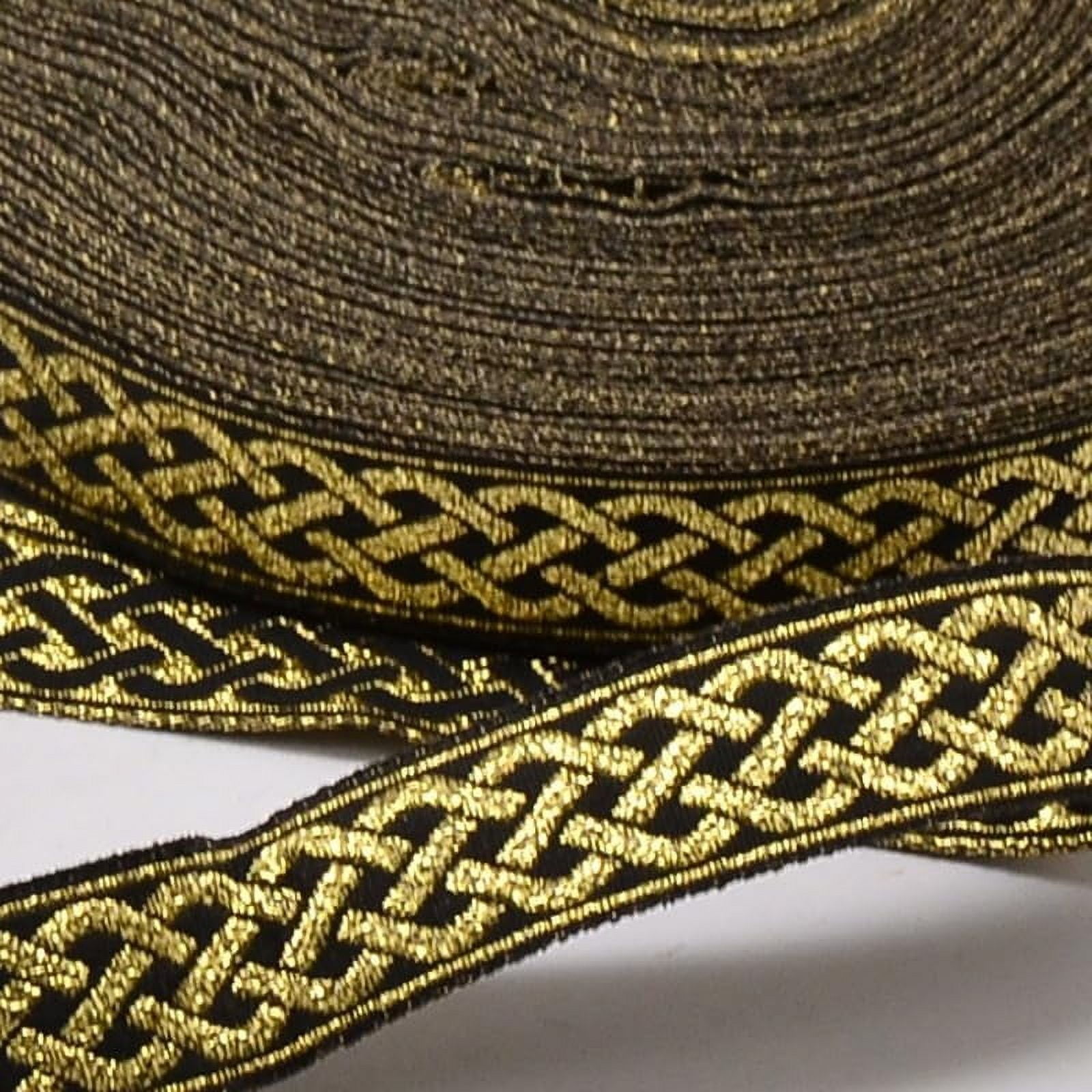 33 Yards 1/2 Inch Black Gold Embroidered Pattern Ribbon Metallic ...