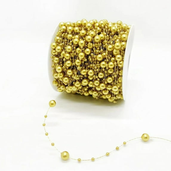 33 Yards/98 Feet Pearl Garland, Artificial Pearl Bead Chain Trim, 3-8mm Pearl Strands Roll, Ideal for DIY Crafts Christmas Wedding Flowers Bouquet Party Decoration