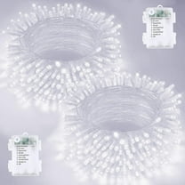 GHODEC 2Pack Christmas Light String Outdoor, 33ft 100 LED White Battery-Powered Christmas Light, Fairy Lights with 8 Modes for Wedding Party Holiday Christmas Tree Decorations