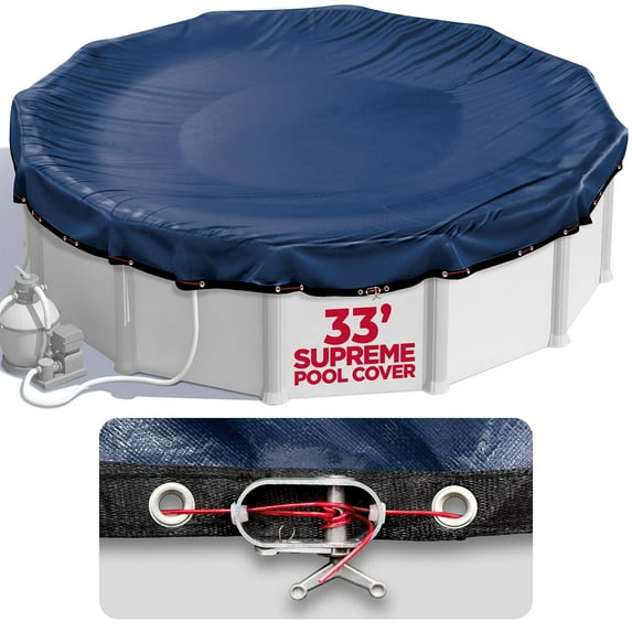 33 ft Round Pool Cover for Above Ground Pools, Above Ground Pool Cover, Winter Pool Cover, Navy Blue