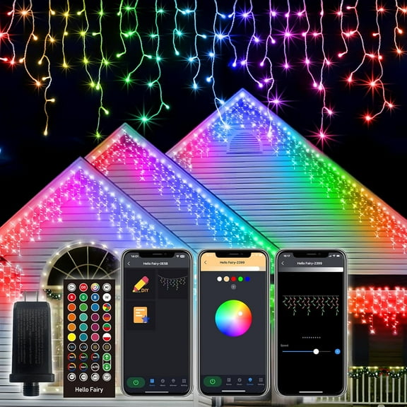 33-ft Smart Icicle Christmas Lights with Programmable RGB Fairy LED Lights