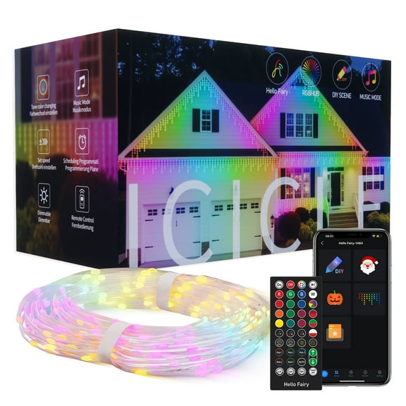 33-ft Smart Icicle String Lights for Halloween Christmas Holiday Decorations