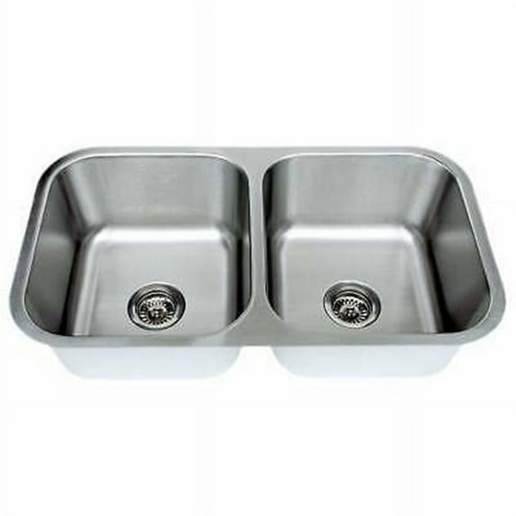 33 in. 18-Gauge Undermount 50-50 Double Bowl Stainless Steel Kitchen Sink