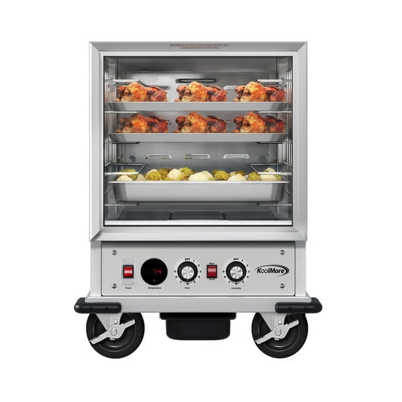 33 in. Commercial Half Size Non-Insulated 5-Pan Holding Cabinet with Wire Racks and Solid Dutch Doors in Silver (KM-CHP12-WNGL)