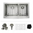 thumbnail image 1 of 33 in. Farmhouse Double Bowl Stainless Steel Kitchen Sink with Noise Defend Soundproofing, 1 of 1