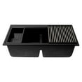 thumbnail image 1 of 33 in. Granite Composite Workstation Step Rim Double Bowl Undermount Sink with Accessories - Black, 1 of 1