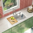 thumbnail image 1 of 33 in. L White Fireclay Rectangular Single Bowl Drop-in Workstation Kitchen Sink with Cutting Board, Grid, Strainer, 1 of 16