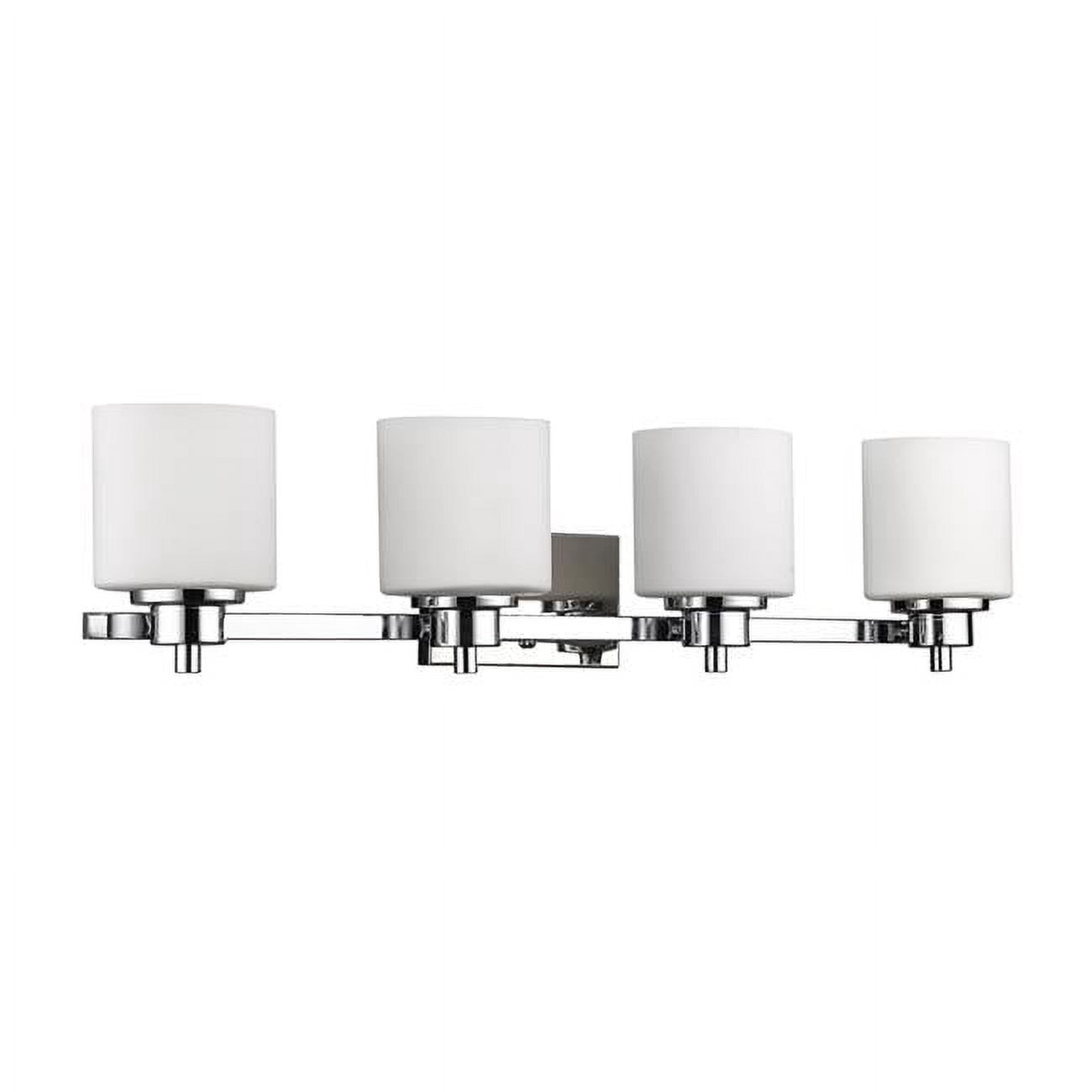 33 in. Lighting Solbi Contemporary 4 Light Chrome Bath Vanity Wall Fixture White Alabaster Glass - Chrome