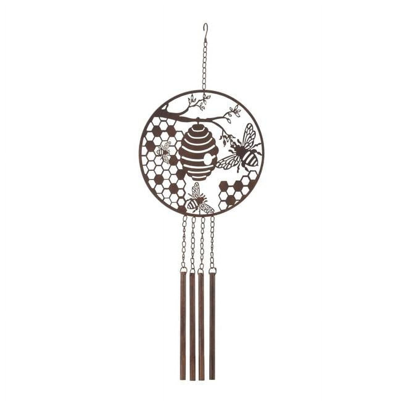 Bronze Metal Bumble Bee and Hive Wind Chime 33"H