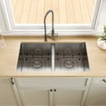 thumbnail image 1 of 33 in. Rectangular Double Bowl Undermount Kitchen Sink in Silver Grey Stainless Steel with Grid and Strainer, 1 of 10