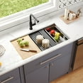 thumbnail image 1 of 33 in. Rectangular Single Bowl Undermount Workstation Kitchen Sink in Silver Grey Stainless Steel with Accessories, 1 of 12