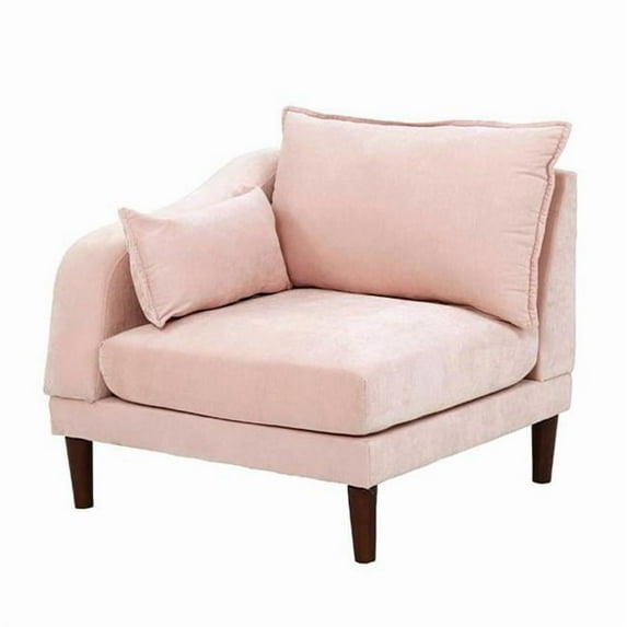 33 in. Rio 2 Lumbar Cushions Modular Single Arm Corner Chair, Blush Pink