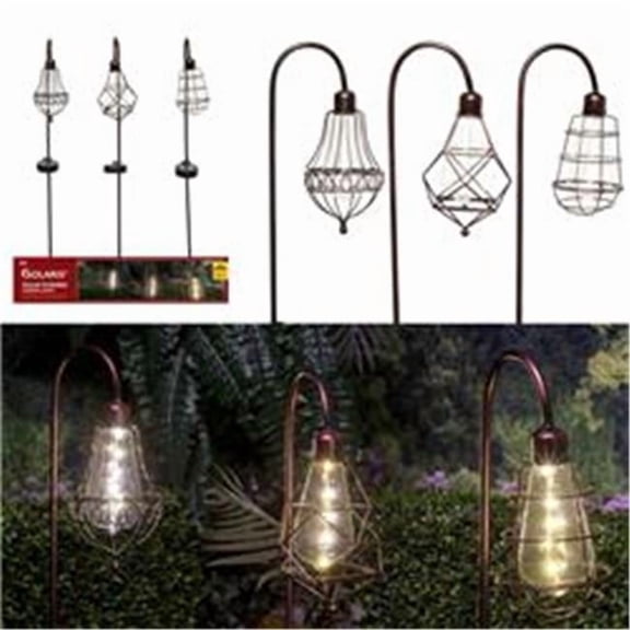 33 in. Solalris Glass & Iron Edison Bulb Solar Garden Stake, Bronze - Pack of 6