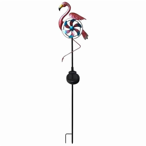 33 in. Solar Flamingo Windmill Garden Stake