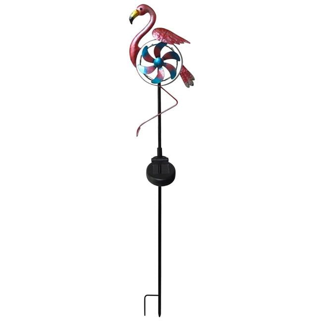 33" Pink Metal Solar Flamingo Windmill Yard Stake