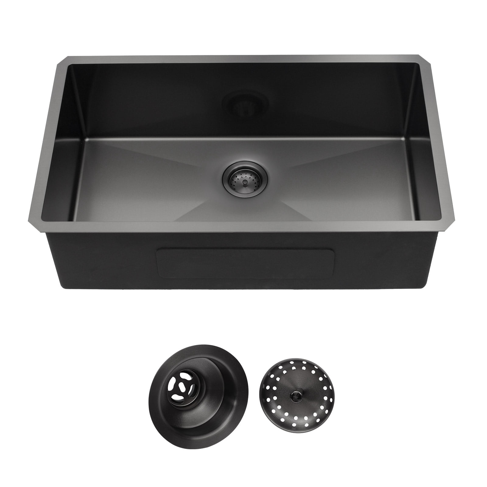 33 in. Undermount Single Bowl 18 Gauge Gunmetal Black Stainless Steel Kitchen Sink with Black Drain