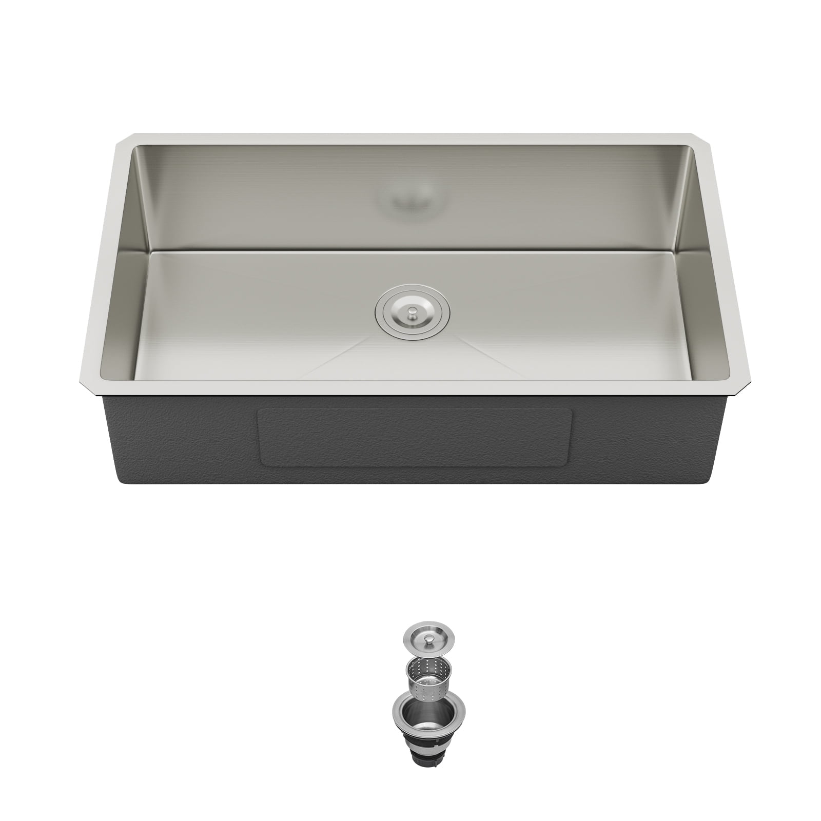 33 in. x 19 in. Undermount 16 Gauge Stainless Steel Single Bowl Kitchen Sink with Strainer Drain
