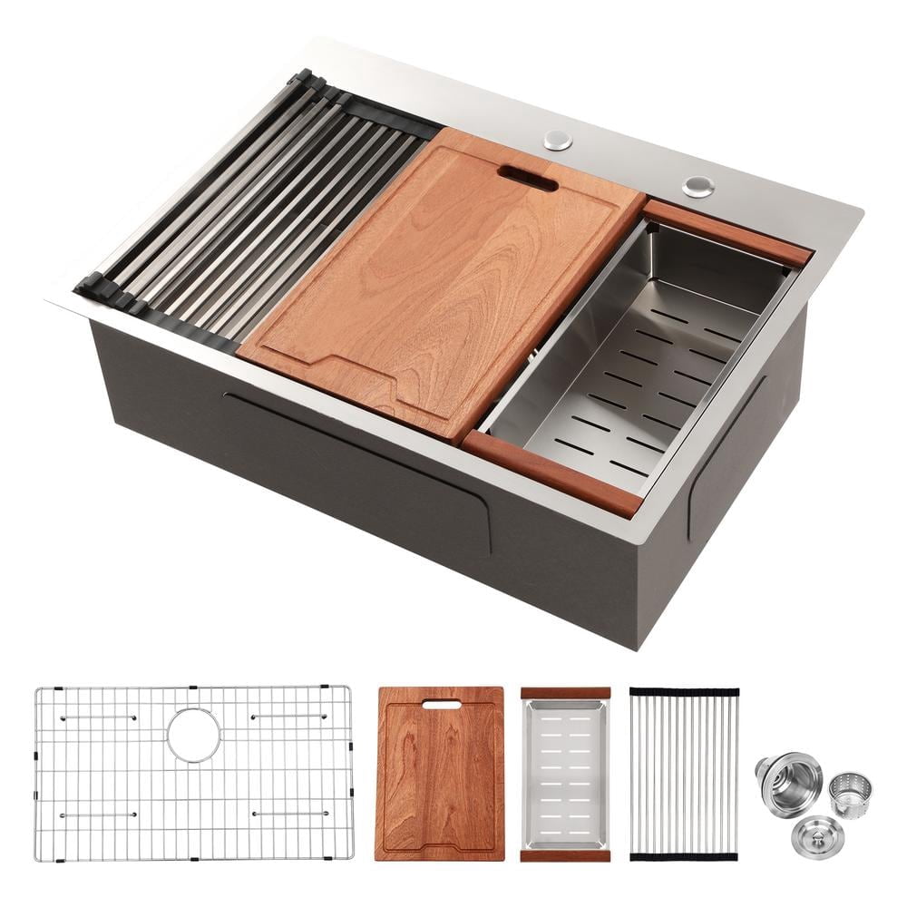 33 in. x 22 in. Undermount Kitchen Sink, 16Gauge Stainless Steel