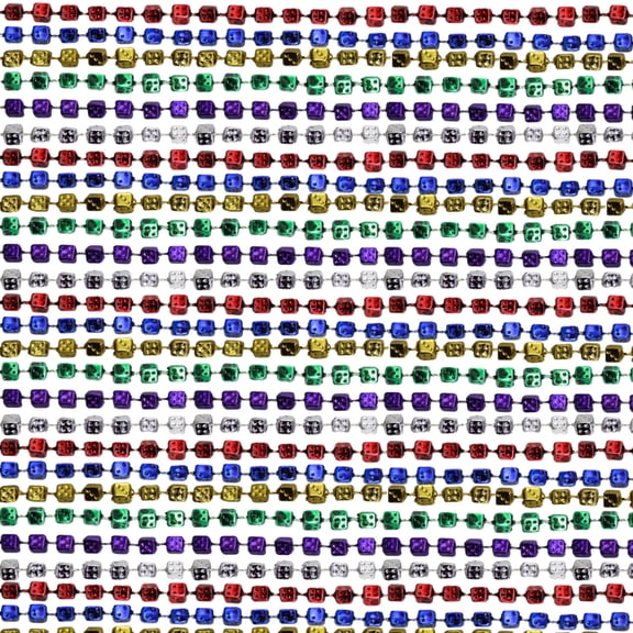 33 inch 7mm dice metallic 6 color mardi gras beads - 6 dozen (72 necklaces)