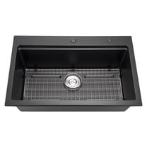 33-inch Granite Composite Drop-In Kitchen Sink, Single Bowl Top Mount for RV Bar Countertop