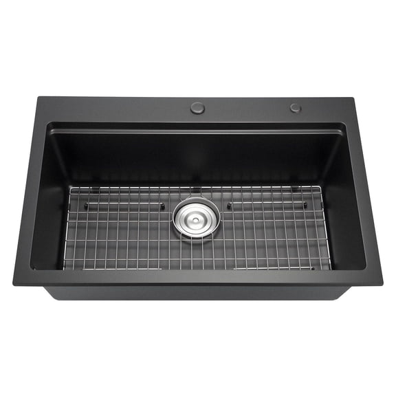 33-inch Granite Composite Drop-In Kitchen Sink, Single Bowl Top Mount for RV Bar Countertop