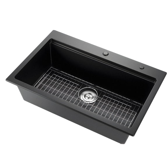 33 inch Granite Composite Single Bowl Drop-In Kitchen Sink for RV and Bar, Top Mount