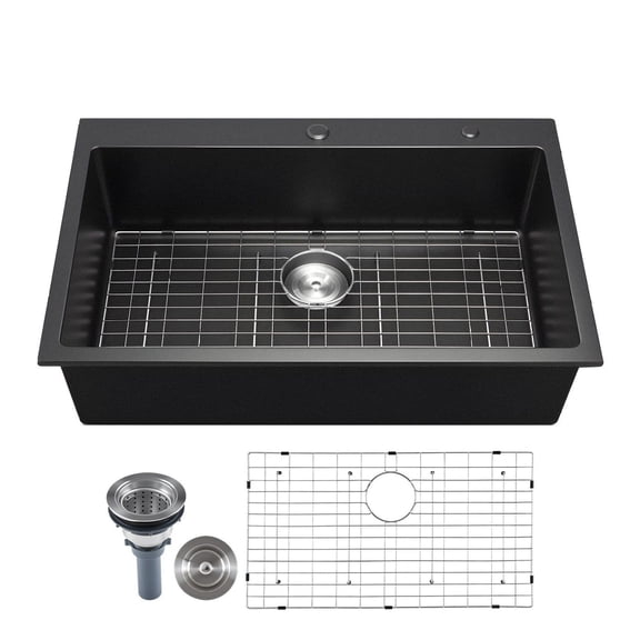 33 inch Granite Kitchen Sink - Top Mount Single Bowl Drop-In - RV Bar Sink