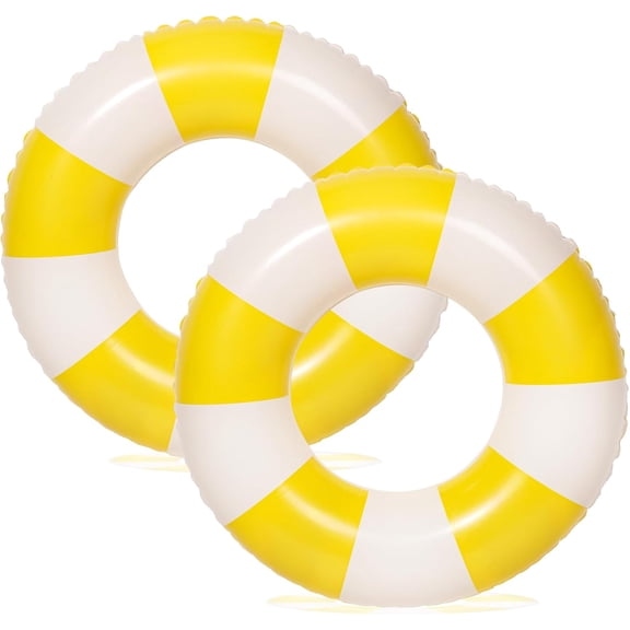 33 inch Inflatable Pool Floats for Adults- 2 Pack Striped Floaties Pool Tubes Swim Rings Inflatable Pool Float for Swimming Pool Party Lake Beach Adults