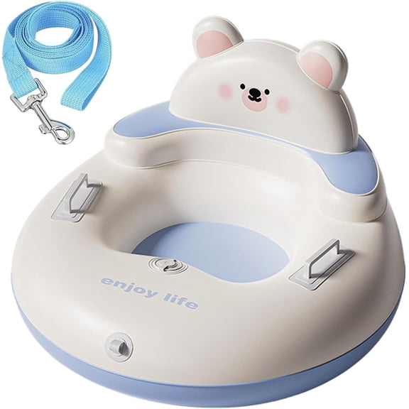 33 inch Inflatable Snow Tube for Kids with Safety Backrest & Handles, Heavy Duty PVC Sled, White