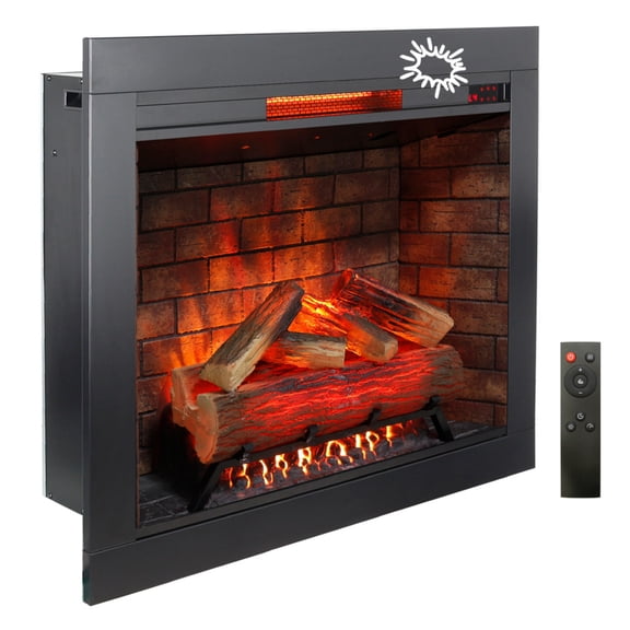 33 inch Infrared Electric Fireplace with Removable Trim kit Insert, Touch Panel Home Decor Heater, Smokeless Firebox With Fire Crackling Sound