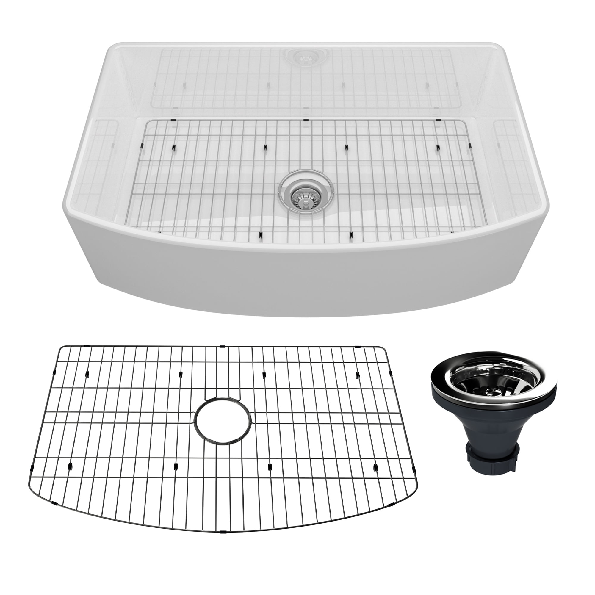 33'' White Fireclay Single Bowl Farmhouse Kitchen Sink