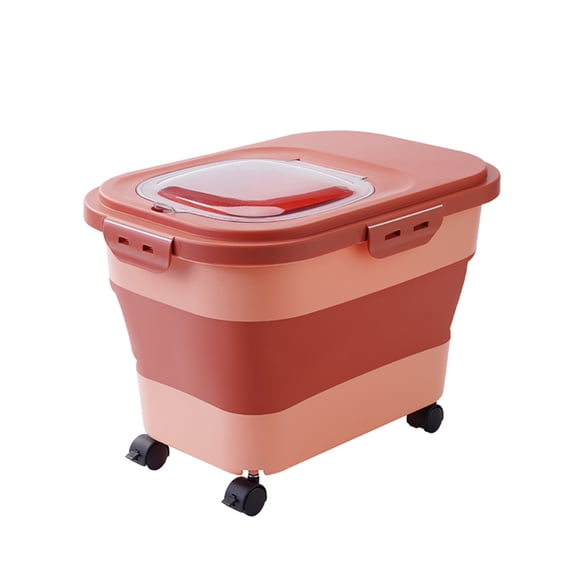 33 lb Dog Food Storage Containers, Collapsible Pet Food Storage Bin with Wheels and Lids for Dog Cat Food, Airtight Rice Cereal Storage Bucket