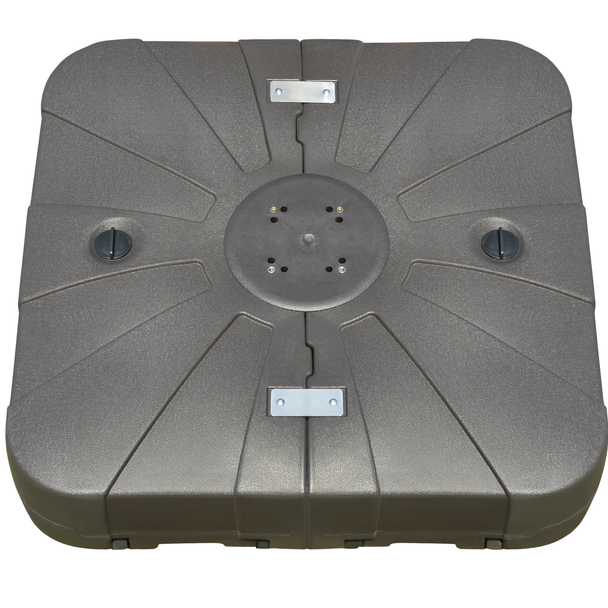 33 lb. Metal Square Patio Umbrella Base in Brown Heavy Umbrella Stand w/4 Wheels for 360° Rotation Cantilever Umbrella