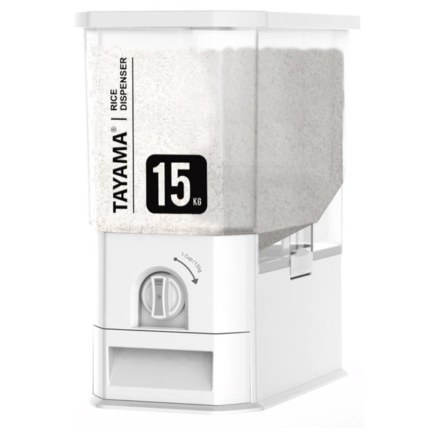 33 lbs. Capacity Rice Dispenser Grain Storage Container, White
