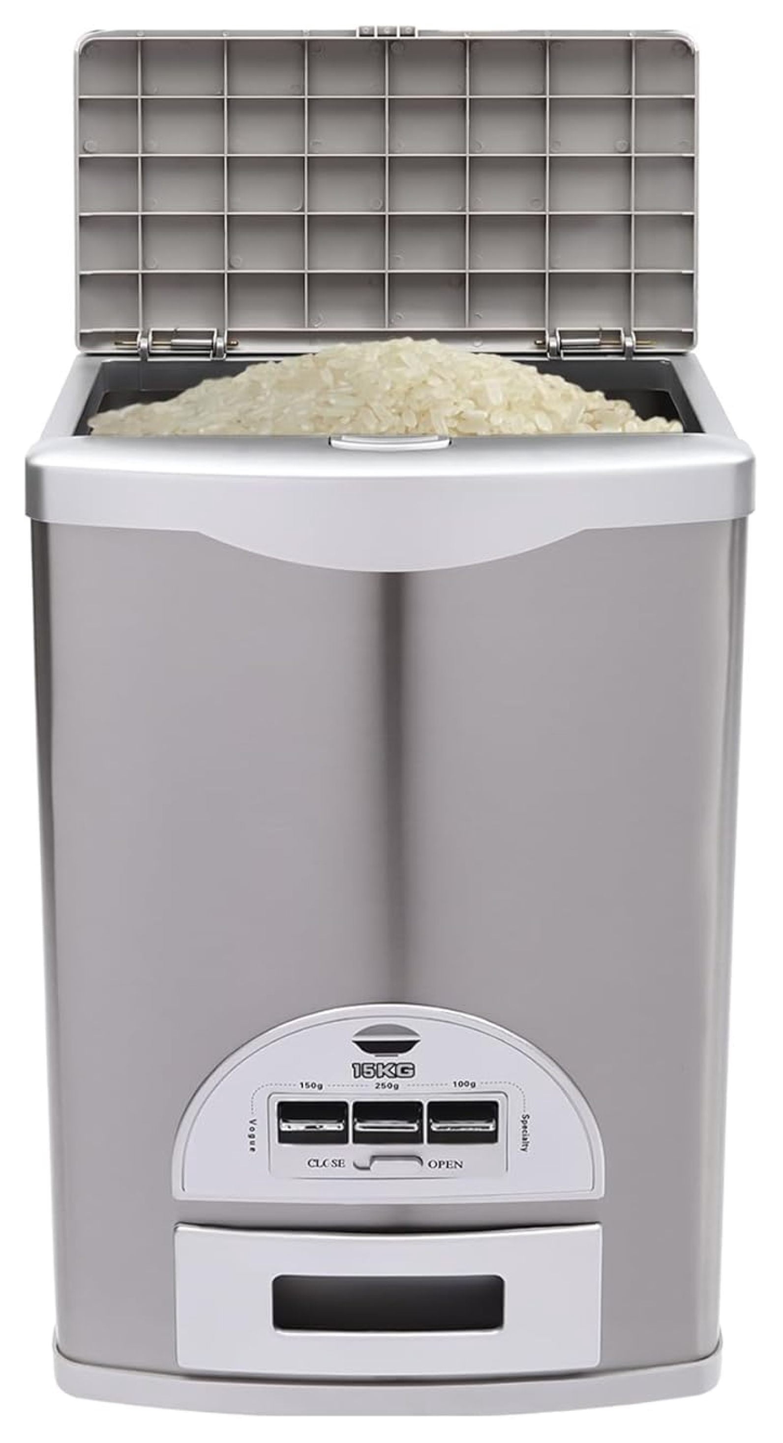 33 lbs Rectangular Stainless Steel Rice Container with Airtight Lid ...