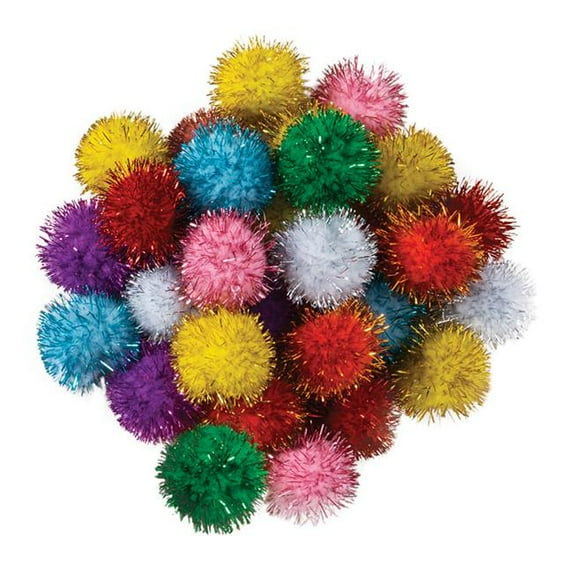 33 mm Glitter Poms Assortment 40 Pieces