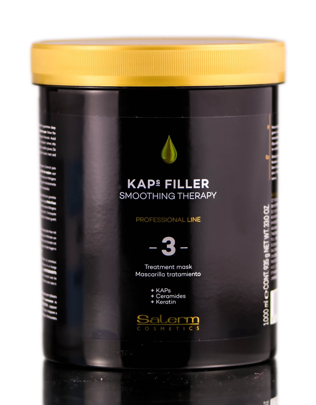 33 oz , Salerm Cosmetics KAPS Filler Smoothing Therapy 3, Treatment Mask - 33 oz Hair Scalp, Pack of 3 w/ SLEEK Teasing Comb