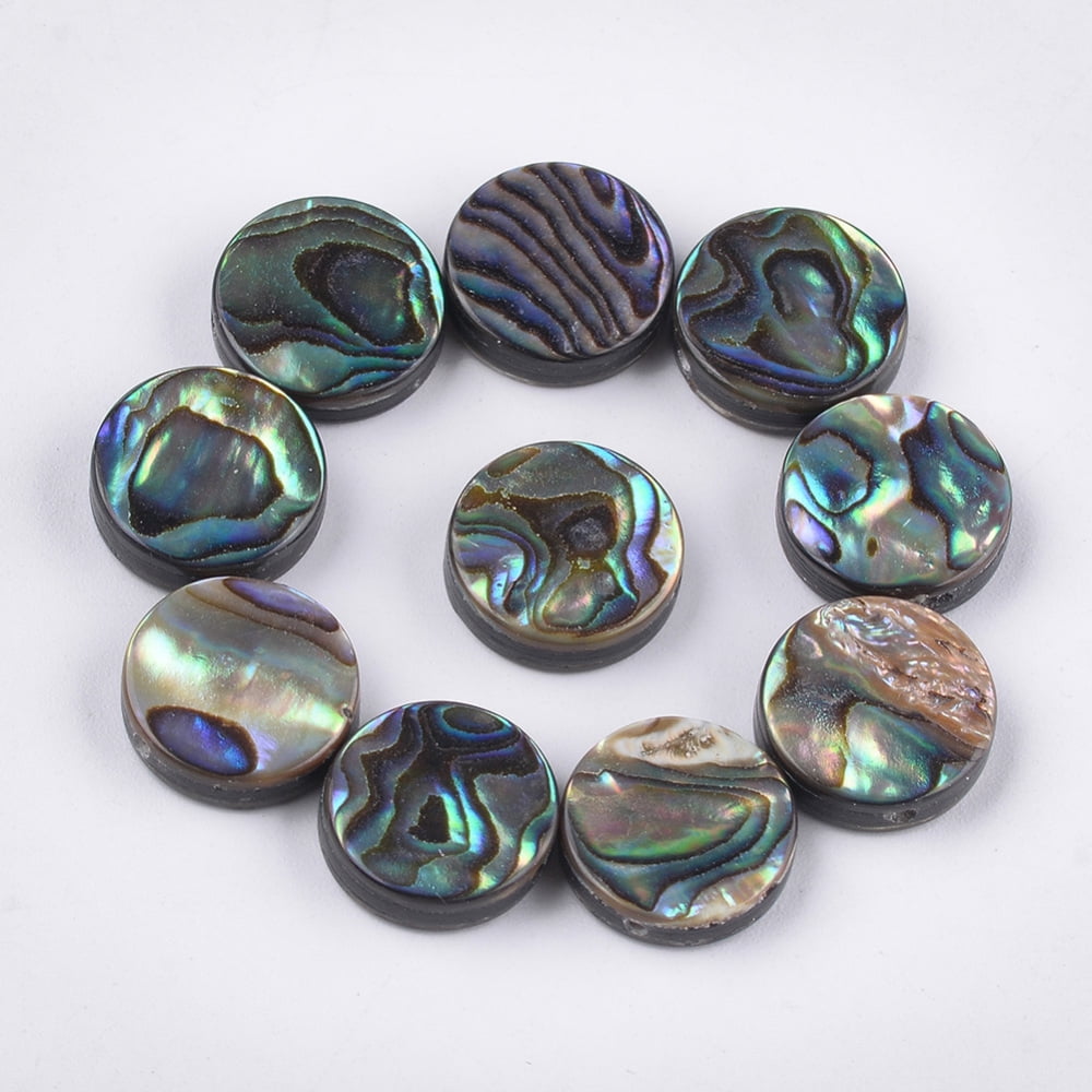 33 pc Abalone Shell/Paua Shell Beads Flat Round Green 12x3~4mm Hole: 1.2mm