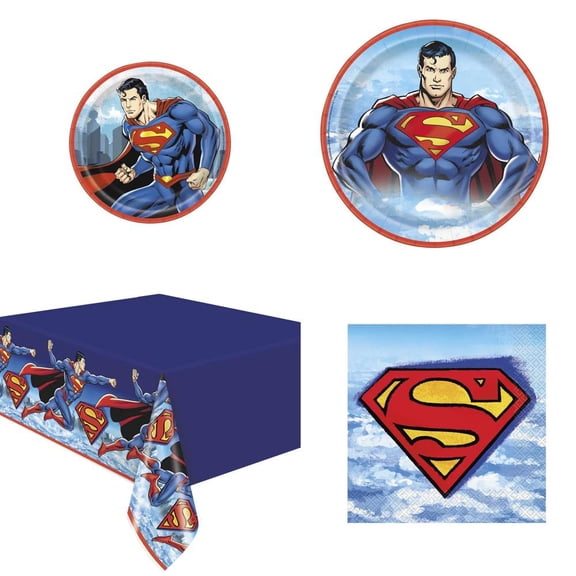 33 pc DC Superman Tableware Decorating Set for 8 Guests