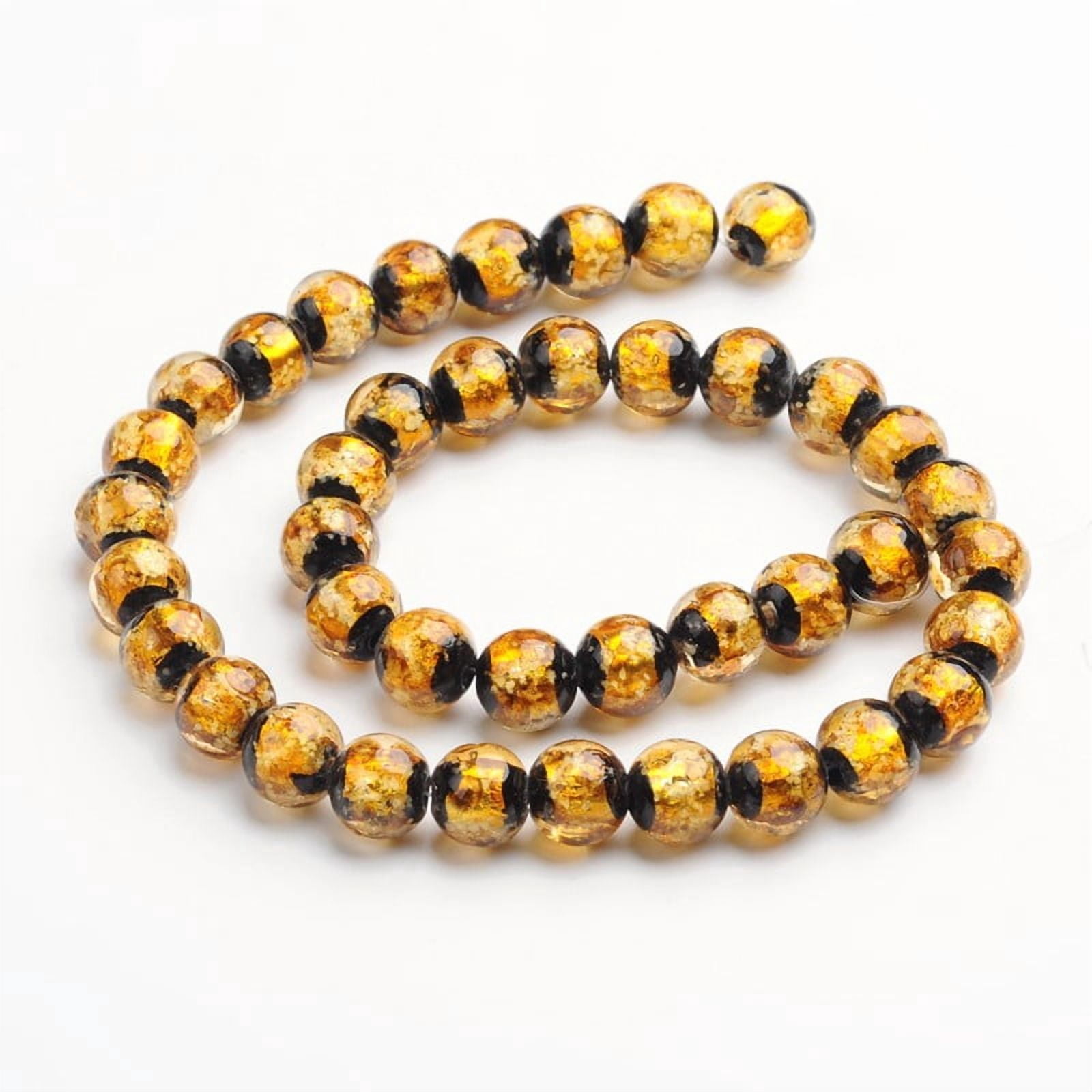 33 pc Glow in the Dark Luminous style Handmade Silver Foil Glass Round Beads Goldenrod 12mm Hole: 2mm