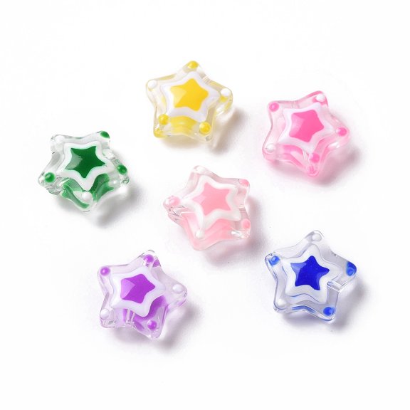 33 pc Handmade Lampwork Beads Star Mixed color 11~12.5x11~12.5x5.5~6mm Hole: 1mm Lampwork