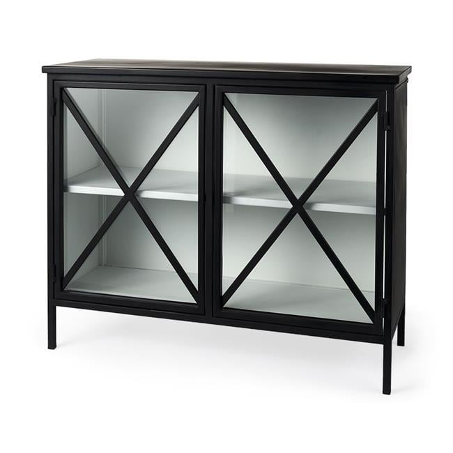 Slender Sleek Black Two Door Glass Cabinet Slender Sleek Black Two Door Glass Cabinet