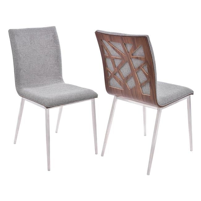 Crystal Gray Fabric and Walnut Back Side Chair Set