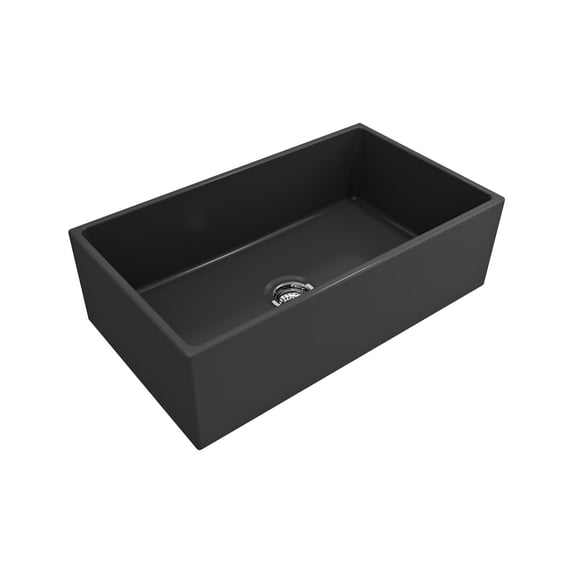 33 x 19 Inch Crestwood Farmhouse Sink, Charcoal Fireclay Kitchen Sink, Single Bowl Apron Front, Plain Farm Sink
