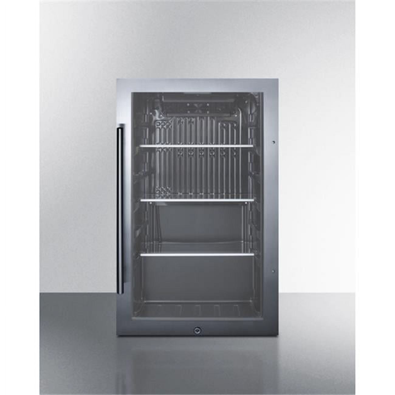 Compact Black Glass Undercounter Beverage Cooler with Stainless Steel Trim