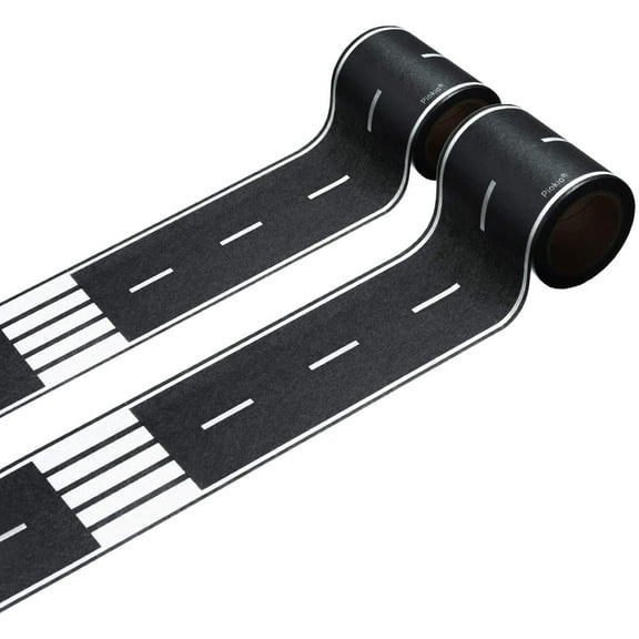33' x 2.4" Black Road Track Tape, Car Tracks are Great for Kids Birthday Party, Racing Party Decoration (2 Rolls)