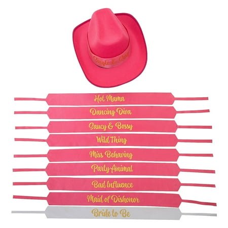 33" x 2" Bachelorette Party Pink & White Hat Sashes - 10 Pieces
